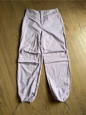 Light Lavender Casual Drawstring Hem Pants